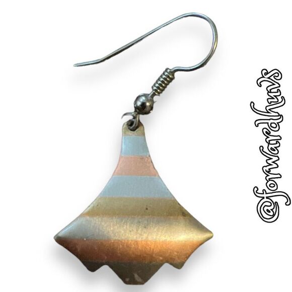 Copper Brass & Silver Tone Hand Crafted Dangle Earrings - Picture 10 of 12
